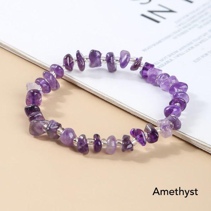 Buddha Stones Natural Irregular Shape Stone Crystal Meditation Balance Bracelet - Amethyst - image 2