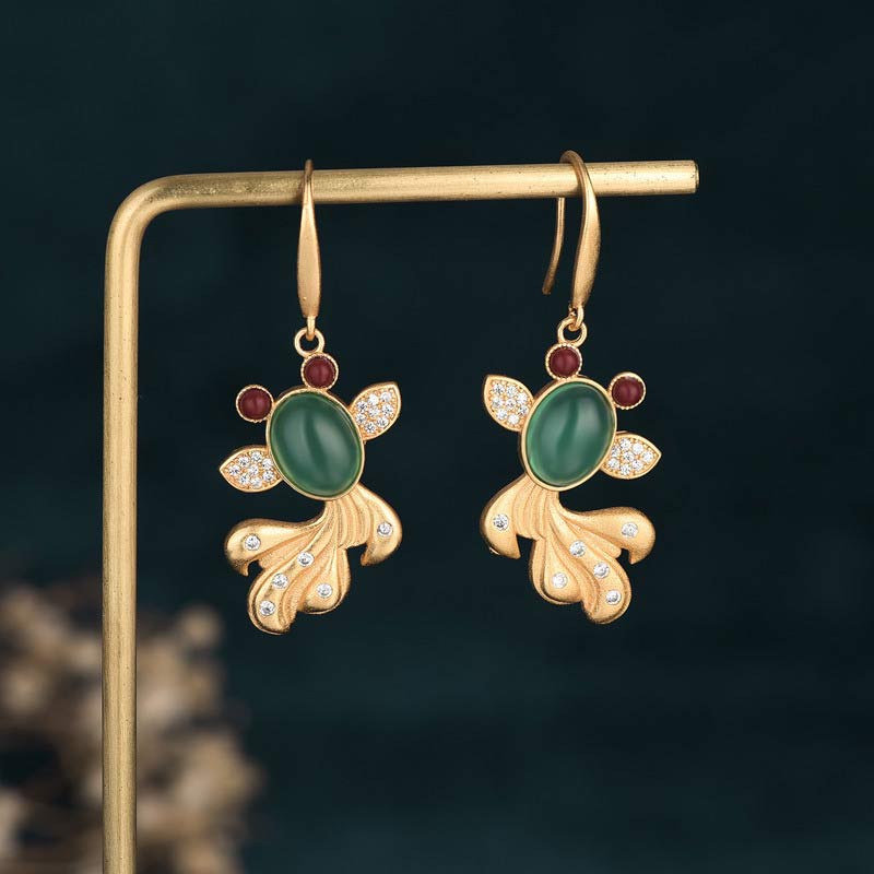 FengShui Jade Koi Fortune Earrings - image 1
