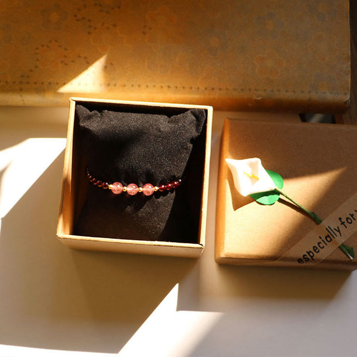 Buddha Stones Natural Garnet Strawberry Quartz Calm Bracelet - image 13