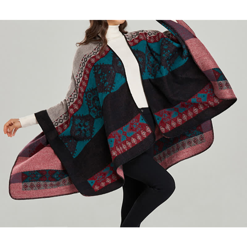 Buddha Stones Tibetan Shawl Diamond Pattern Winter Warm Cloak Scarf - image 20