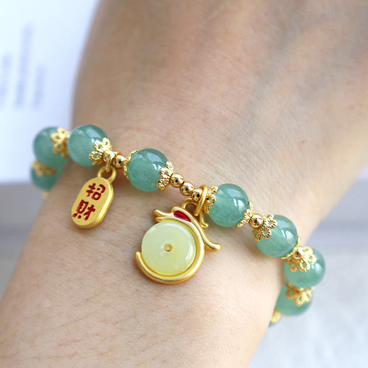 Buddha Stones Year of the Dragon Red Agate Green Aventurine Peace Buckle Fu Character Lucky Fortune Bracelet - image 7