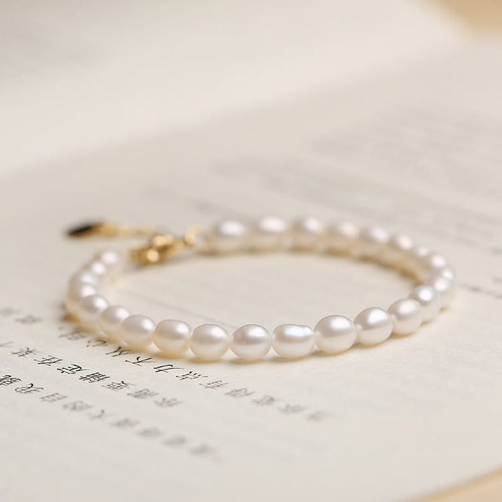 Buddha Stones 14K Gold Plated Natural Pearl Crystal Shell Charm Bead Bracelet - Pearl - image 13