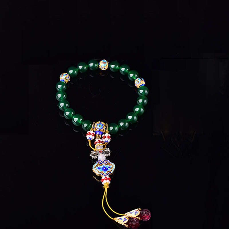 Buddha Stones Natural Green Agate Wrist Mala Success Charm Pocket Mala Car Decoration - image 5