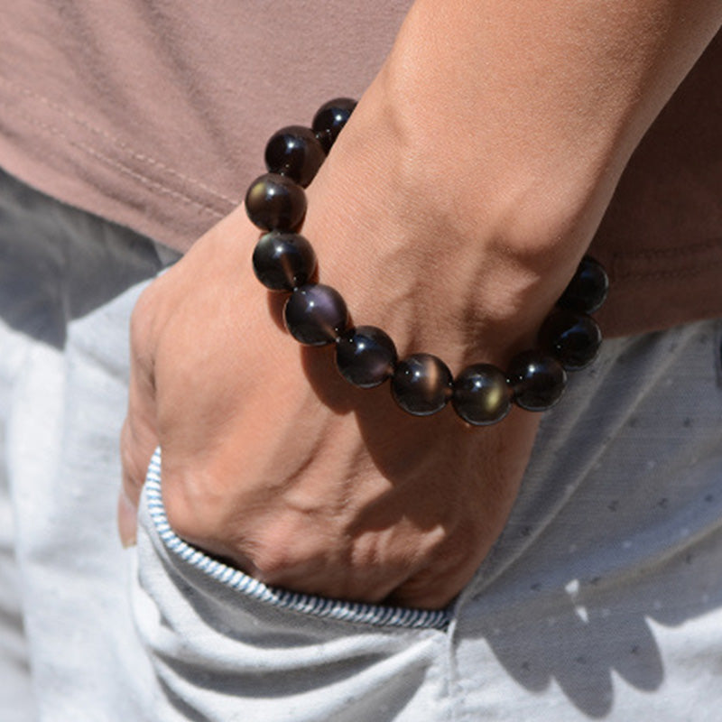 Buddha Stones Natural Rainbow Obsidian Positive Bracelet - image 4