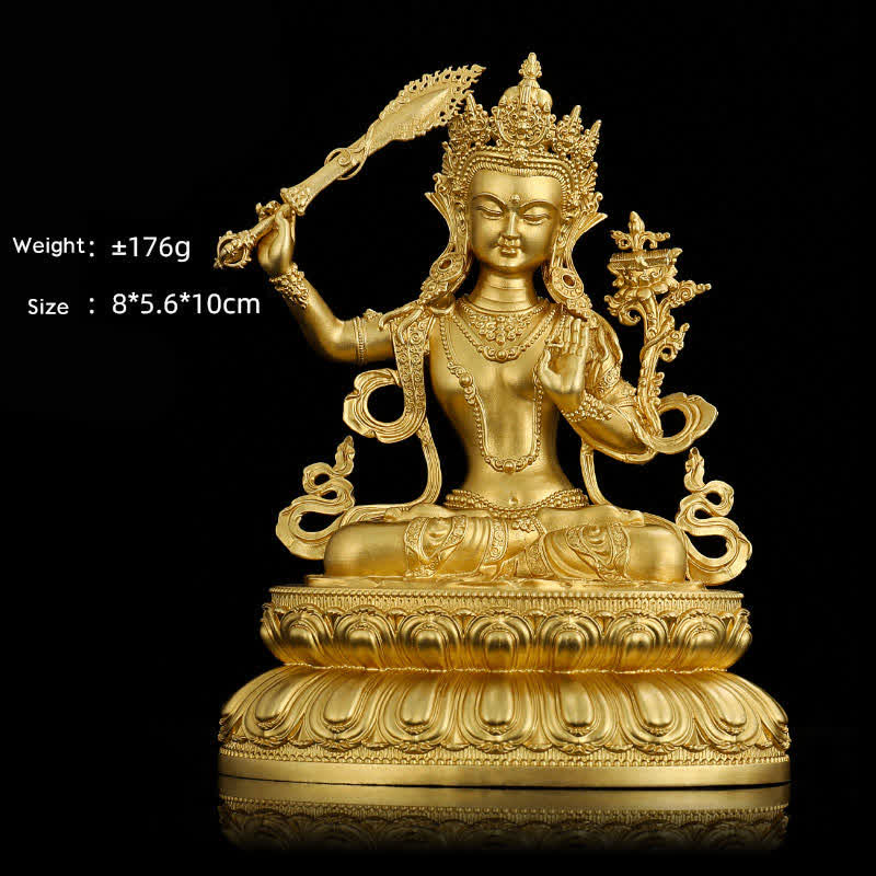 Buddha Stones Shakyamuni Amitabha Medicine Buddha Figurine Serenity Copper Statue Home Decoration - 10 cm Manjushri Bodhisattva - image 9