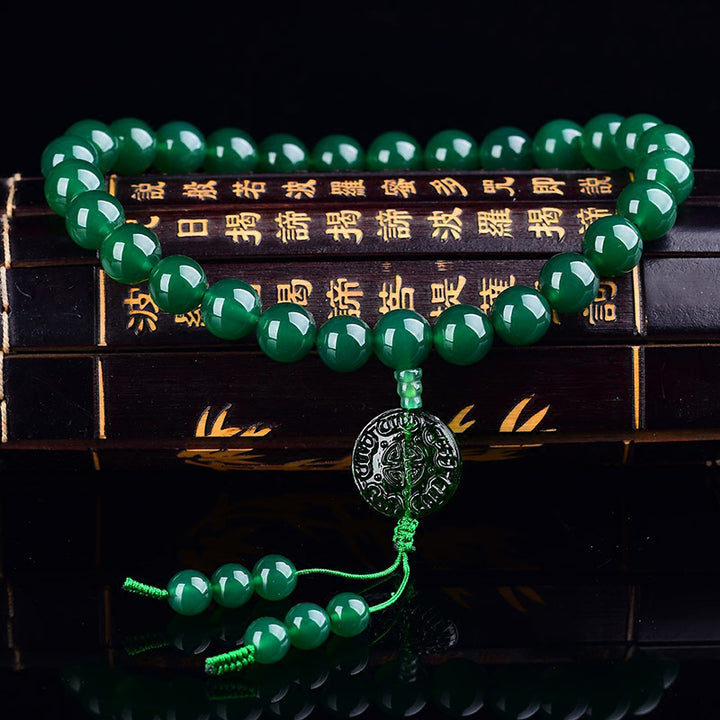 Buddha Stones Natural Green Agate Wrist Mala Manifestation Pocket Mala Car Decoration - image 2