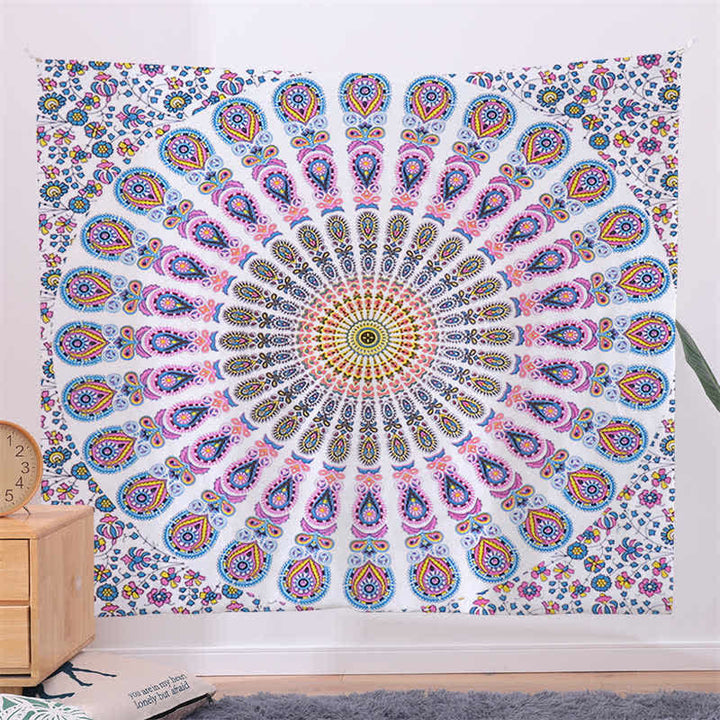 Bohemian Mandala Pattern Tapestry Wall Hanging Wall Art Focus Creativity Home Living Room Decor - Pink - 150*230cm - image 1