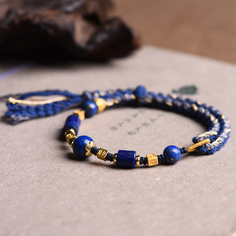 Buddha Stones Handmade Natural Lazurite Bead Positive Rope Bracelet - image 6