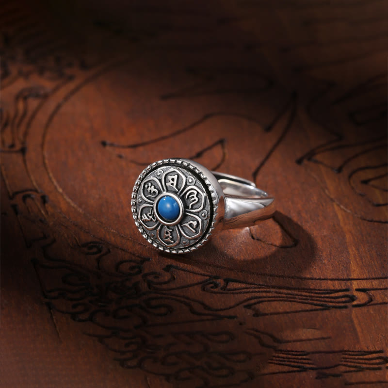 Buddha Stones Tibetan Om Mani Padme Hum Peace Rotatable Ring - image 10