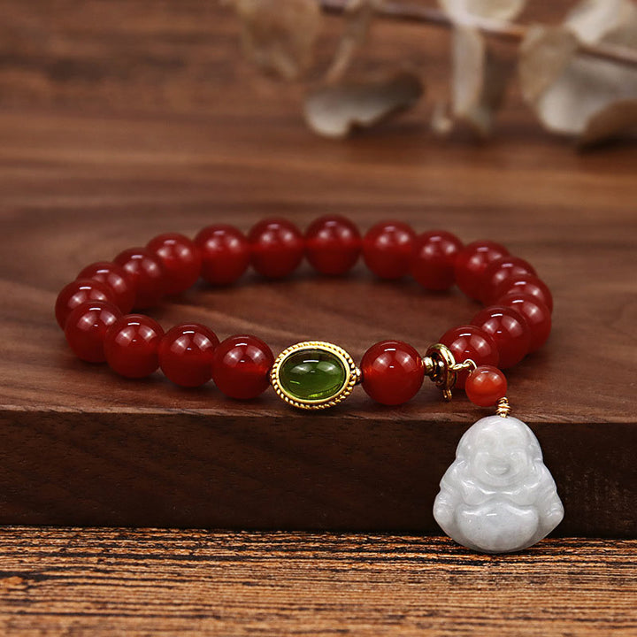 Buddha Stones Natural Red Agate Buddha Success Bracelet - Red Agate - image 0