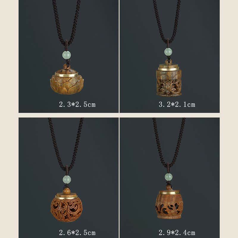 Buddha Stones Tibet Green Sandalwood Rosewood Om Mani Padme Hum Lotus Positive Soothing Necklace Pendant - image 18