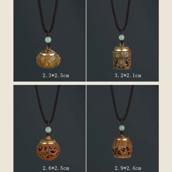 Buddha Stones Tibet Green Sandalwood Rosewood Om Mani Padme Hum Lotus Positive Soothing Necklace Pendant - image 18