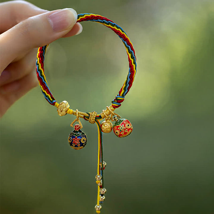 Buddha Stones Gold Swallowing Beast Family Luck Reincarnation Knot Colorful String Bracelet - image 7
