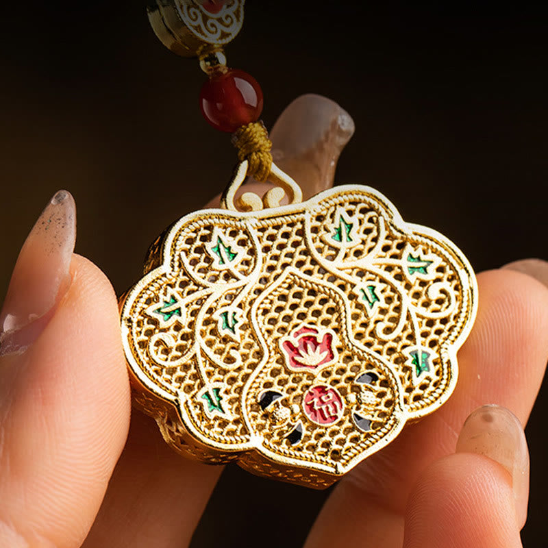 Buddha Stones Lock of Good Wishes Fu Character Luck Blessing Key Chain - image 5