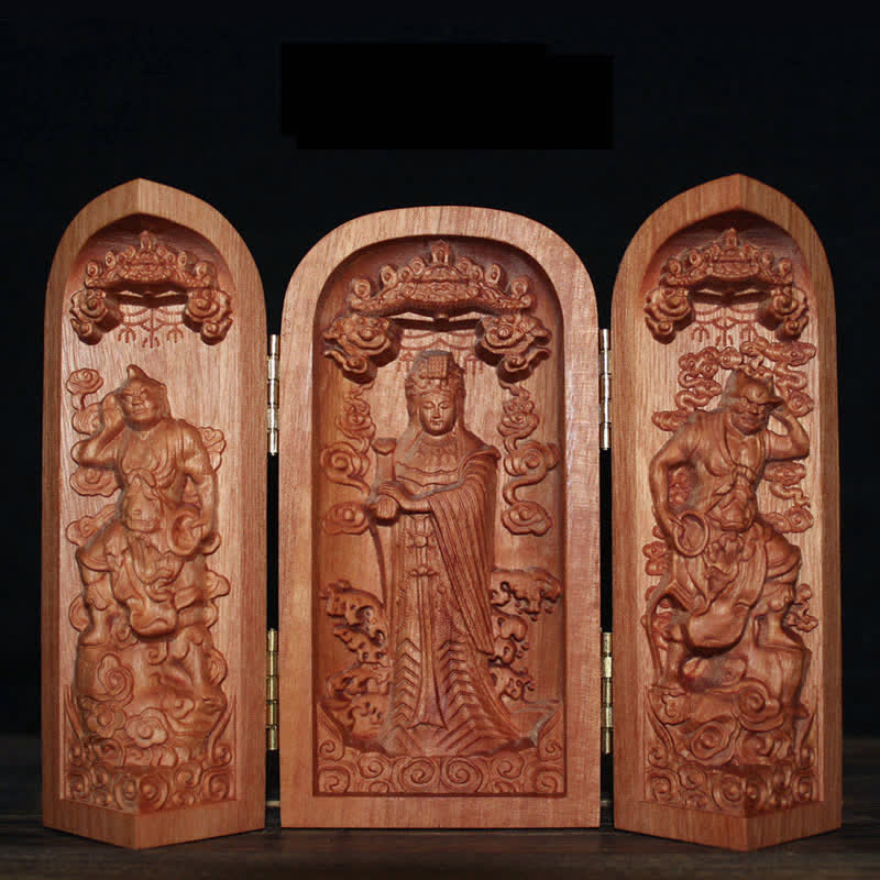Avalokitesvara Kwan Yin Buddha Cherry Wood Compassion Home Decoration Altar - Mazu - image 10