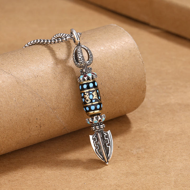 Buddha Stones Tibetan Om Mani Padme Hum Protection Wealth Rotatable Necklace Pendant - Om Mani Padme Hum-1 - image 0