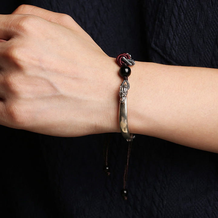 Buddha Stones 925 Sterling Silver Auspicious Dragon Success Handcrafted Braided Bracelet - image 8