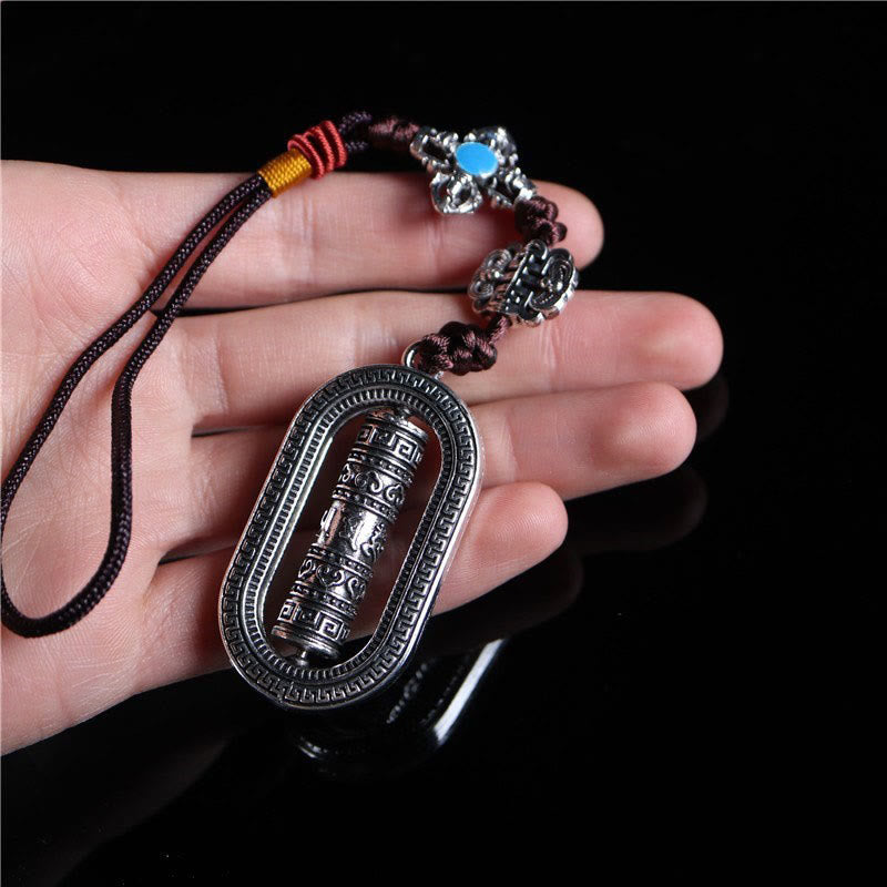 Buddha Stones Tibet Om Mani Padme Hum Prayer Wheel Peace Rotatable Car Hanging Decoration - image 10
