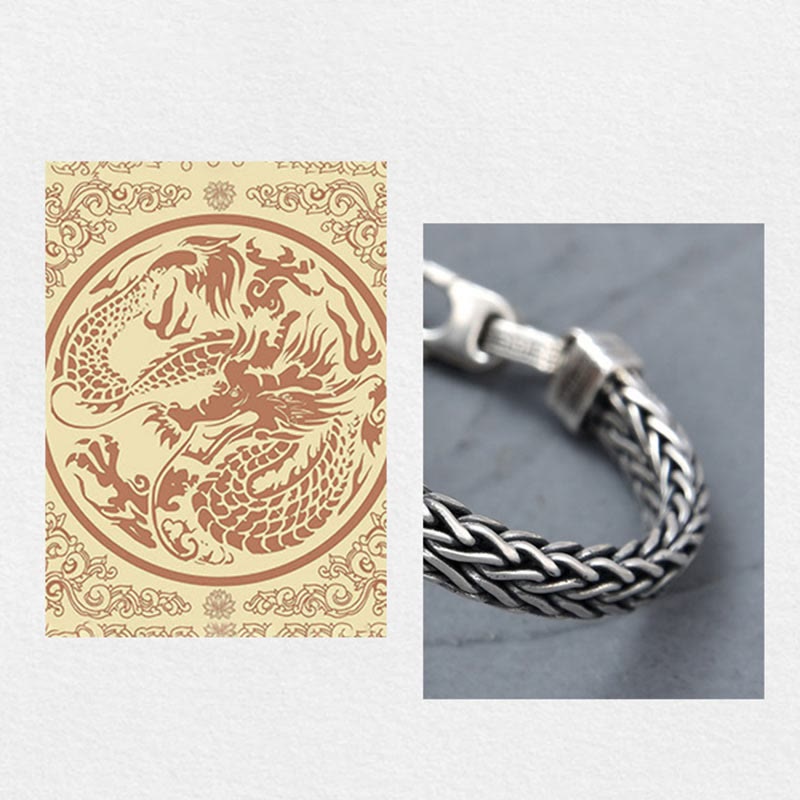 Buddha Stones Retro Blue Acrylic Dragon Keel Braided Design Healing Wealth Buckle Bracelet - image 11