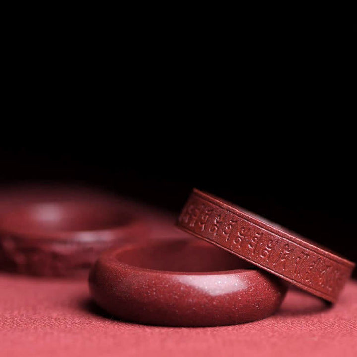 Buddha Stones Cinnabar Om Mani Padme Hum Auspicious Clouds Blessing Ring - image 8