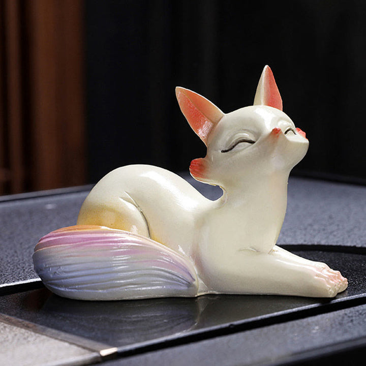Buddha Stones Color Changing Small Cute Fox Tea Pet Resin Home Figurine Decoration - No Color Change - 1Pc Fox Lying Down 10.4*6.6*7.2cm - image 2