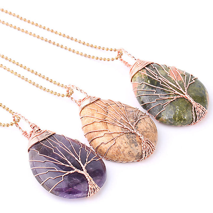 Buddha Stones Natural Quartz Crystal Tree Of Life Healing Energy Necklace Pendant - image 25
