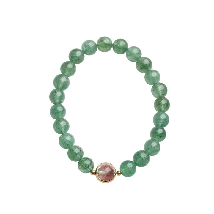 Buddha Stones Natural Green Strawberry Quartz Soothing Beaded Bracelet - image 5
