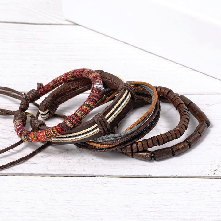 Buddha Stones Wrap Hemp Cords Wood Beads Leather Bracelet - image 5