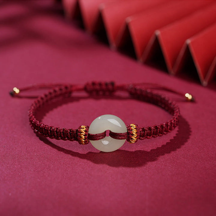 Buddha Stones Peace Buckle Jade Abundance Braided Bracelet - image 3