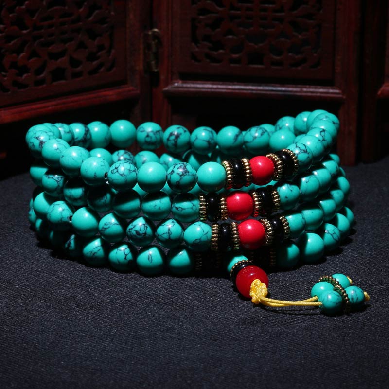 Buddha Stones Tibetan Turquoise Healing Mala Bracelet - image 4