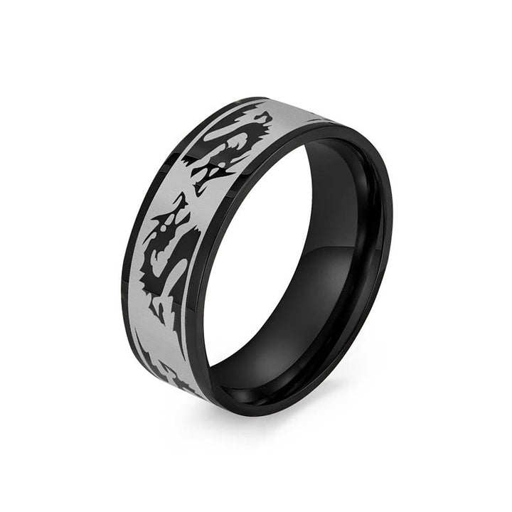 Buddha Stones Dragon Carved Protection Strength Titanium Steel Ring - Black - US13 - image 5