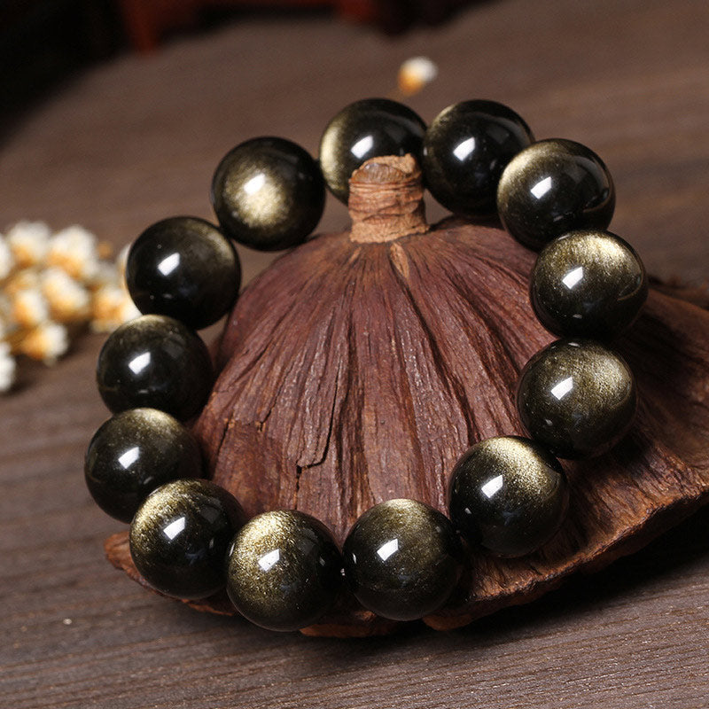 Buddha Stones Tibetan Obsidian Purification Bracelet - image 2