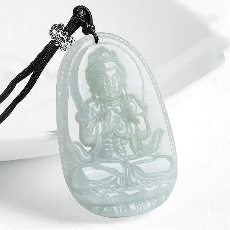 Buddha Stones Chinese Zodiac Natal Buddha Jade Wealth Prosperity Necklace Pendant - Goat/Monkey - image 12
