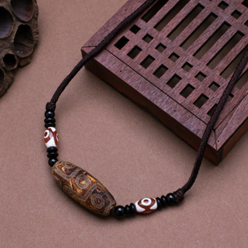 Buddha Stones Tibetan Nine-Eye Dzi Bead Protection String Necklace - Brown - image 7
