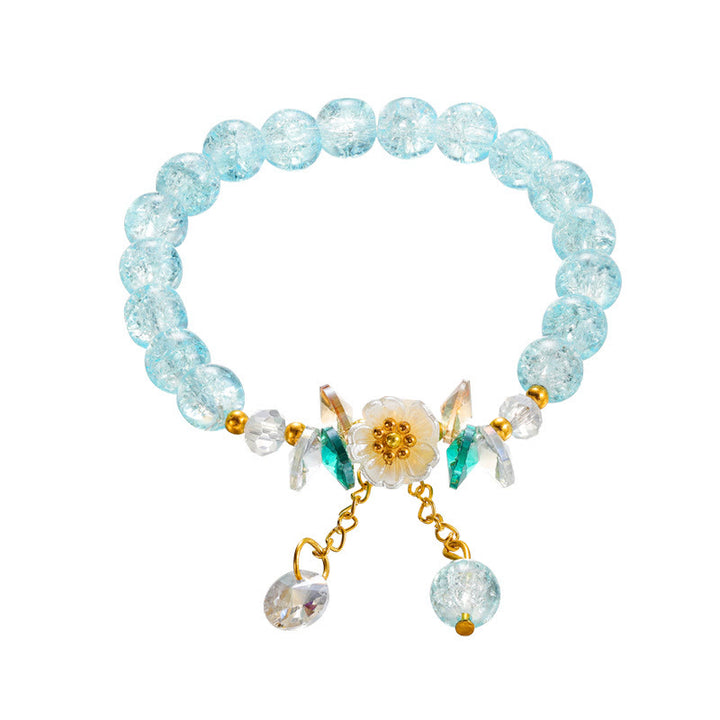 Buddha Stones Simple Design Flower Charm Glass Bead Bracelet - Light Blue - image 15