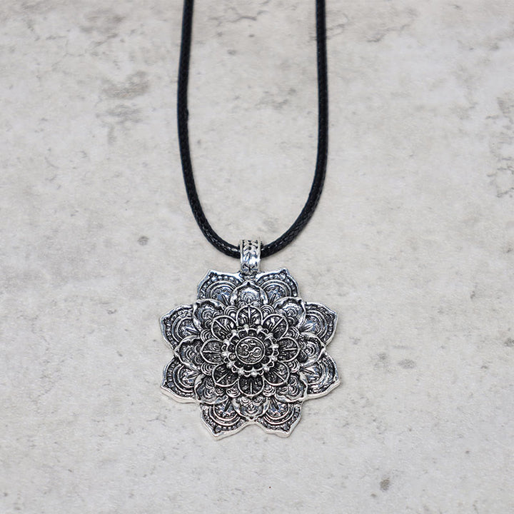 Buddha Stones Tibetan Lotus Blessing Necklace Pendant - image 3