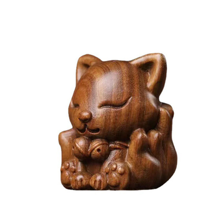 Buddha Stones Mini Nine Tailed Fox Ivory Fruit Sandalwood Green Sandalwood Blessing Decoration - image 24
