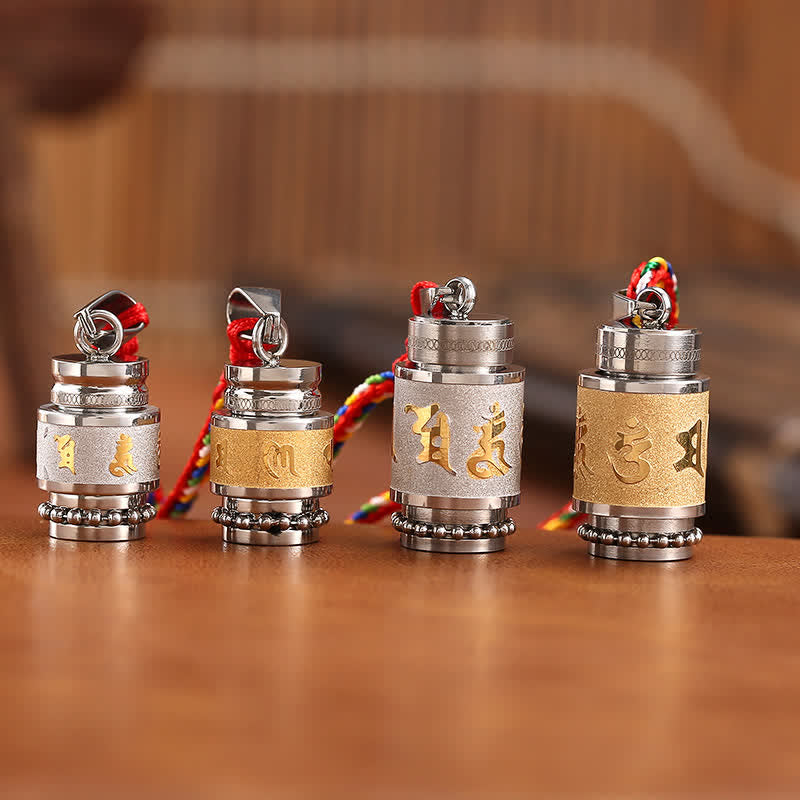 Buddha Stones Tibet Om Mani Padme Hum Shurangama Mantra Titanium Steel Wisdom Amulet Necklace Pendant - image 1