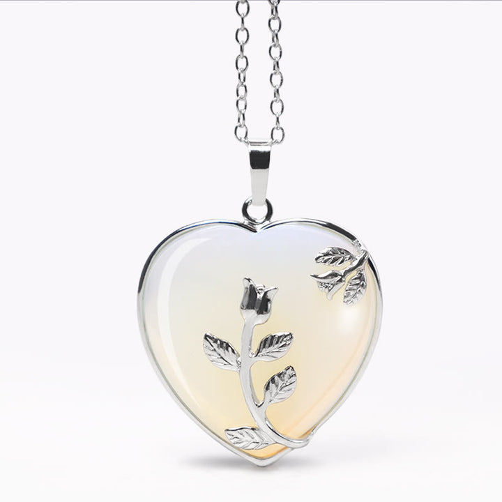 Buddha Stones Natural Healing Crystals Heart Pendant Necklaces - Opal - image 7