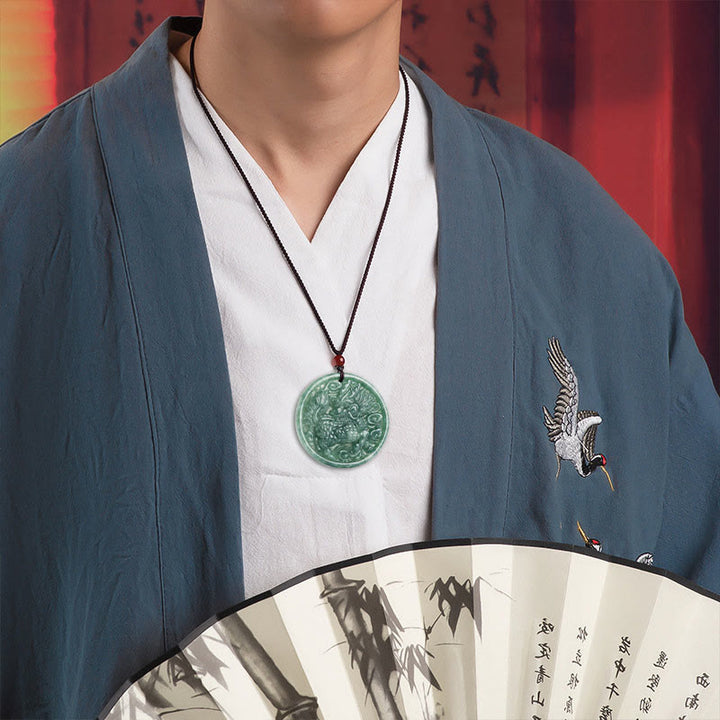 Buddha Stones Natural Jade Kirin Abundance String Necklace Pendant - image 3