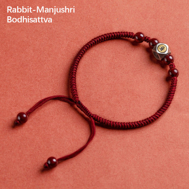 Buddha Stones 925 Sterling Silver Chinese Zodiac Natal Buddha Cinnabar Calm Bracelet - Rabbit-Manjushri Bodhisattva - Red(Wrist Circumference 14-18cm) - image 13
