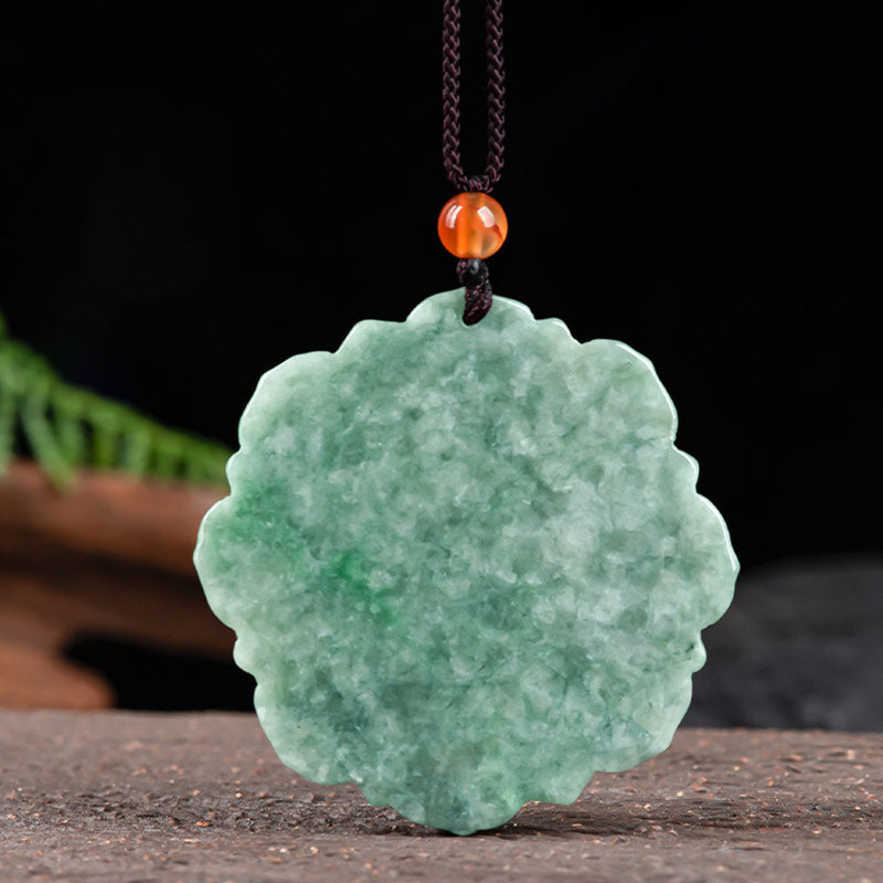 Buddha Stones Lotus Pattern Jade Luck Prosperity Necklace Pendant - image 6