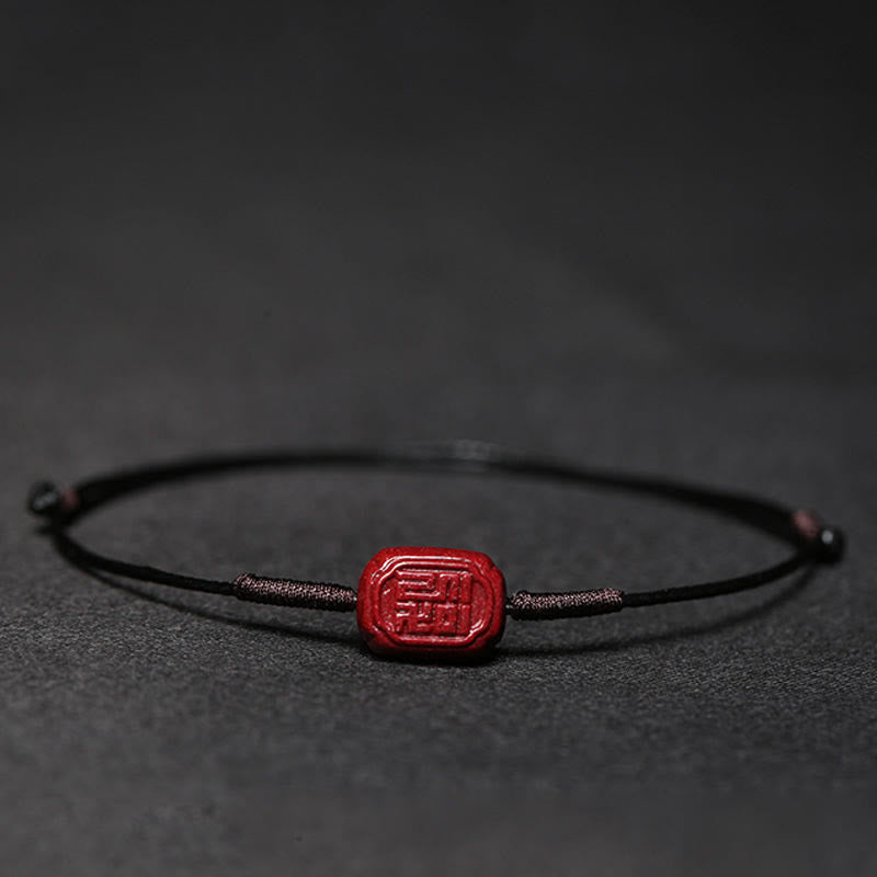 Buddha Stones Handmade Plum Blossom Four Leaf Clover PiXiu Lotus Koi Fish Cinnabar Blessing Braid Bracelet - Black(Wrist Circumference 14-19cm) - Fu Auspicious Character - image 24