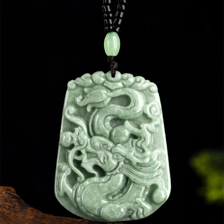 Buddha Stones Year Of The Dragon Chinese Zodiac Dragon Soaring Jade Protection Bead Chain Necklace Pendant - image 5
