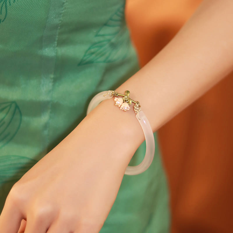 Buddha Stones Lily of the Valley Flower Happiness Strength Bracelet Bangle - image 5