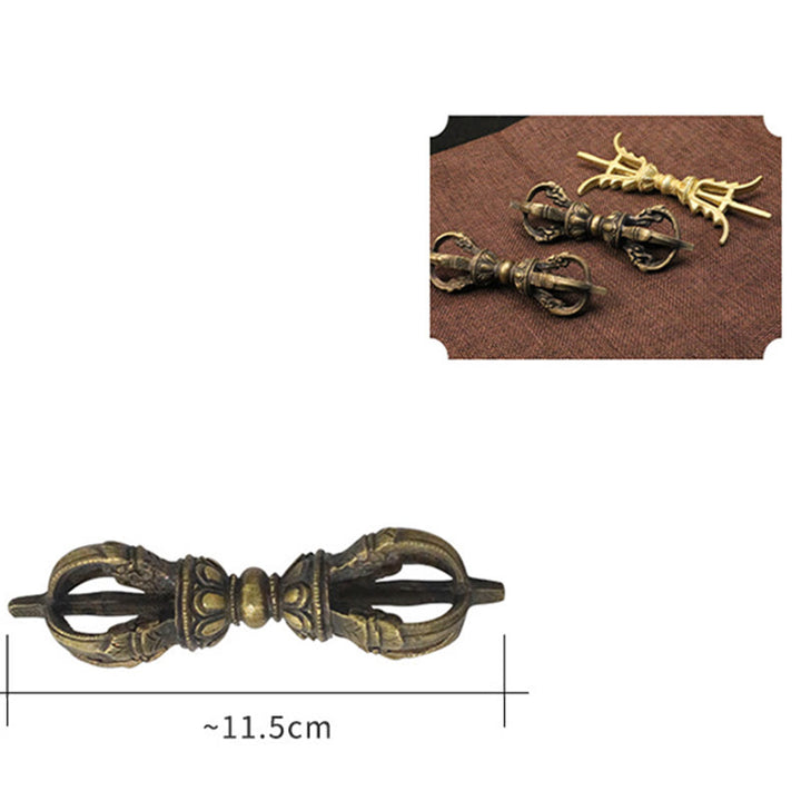 Buddha Stones Handmade Nepal Five Prong Three Prong Vajra Dorje Strength Copper Decoration - image 11