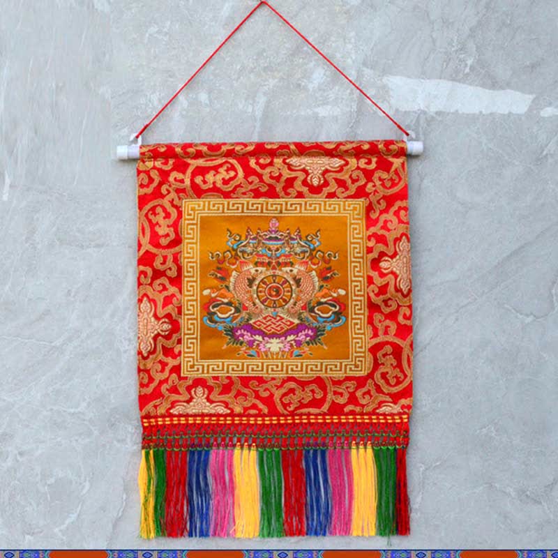 Vajra Auspicious Symbols Spiritual Power Wall Art - 8 Auspicious Symbols - Orange - image 4