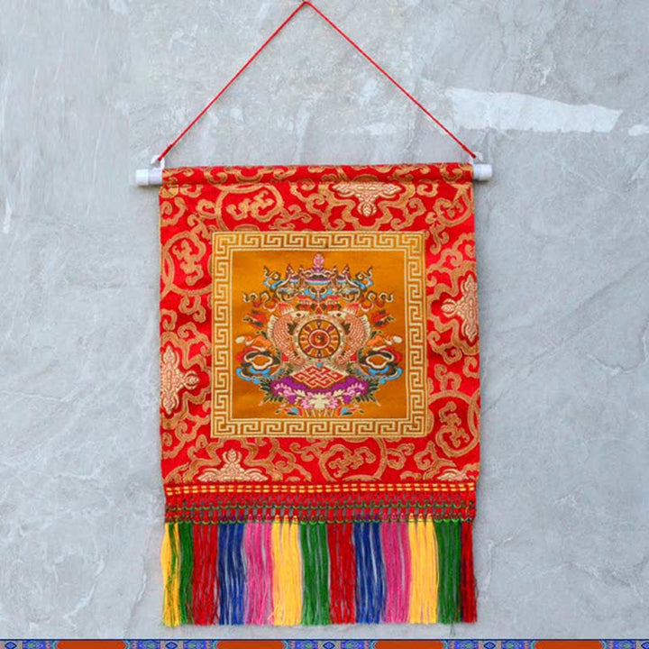 Vajra Auspicious Symbols Spiritual Power Wall Art - 8 Auspicious Symbols - Orange - image 4