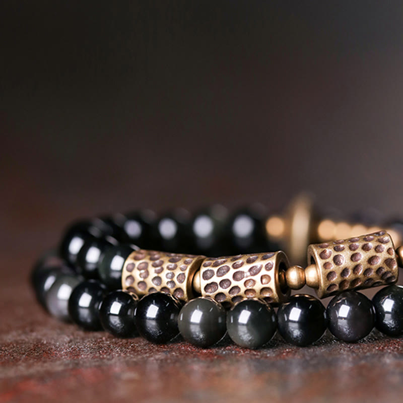 Buddha Stones Rainbow Obsidian Copper Love Double Wrap Bracelet - image 5