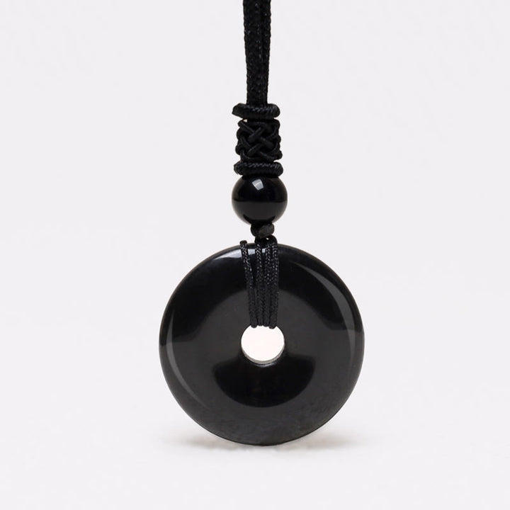 Buddha Stones Lucky Coin Pendant Healing Crystal Gemstone Necklace - Black Onyx - image 13